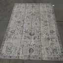jinchan Area Rug 5x7 Washable Living Room Rug Vintage Indoor Floor Cover Retro Accent Mat Distressed Floral Country Boho Non Slip Thin Carpet for Bedroom Kitchen Dining Room Office Blue Multi (5' x 7' (Light Weight), Vintage Blue Multi)