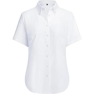 siliteelon Button Down Shirts Short Sleeve for Women Cotton White Oxford Shirts Wrinkle Free Business Dress Shirt Work Office Casual Blouse 3XL