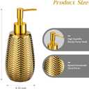 Gold Soap Dispenser,Wavy Design Ceramic Lotion Soap Dispenser for Bathroom, Kitchen, Hand Soap, Dish Soap, Bathroom Countertop