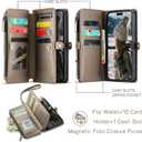 Defencase Compatible with iPhone 16 Plus Case Wallet with RFID Blocking Card Holder for Women Men, PU Leather Magnetic Snap Flip Zipper Strap Wallet Phone Case for iPhone 16 Plus 6.7", Desert Titanium