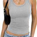 EasyGala Womens Cotton Ribbed Crew Neck Tank Tops Basic Sleeveless Fitted Racerback Shirts Summer Casual Outfits Clothes (Gray, S)