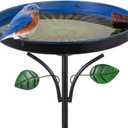 DREAMSOUL Vintage Bird Bath with Vivid Leaves, 38 Inch Tall Birdbath with Stake, Metal Freestanding Bird Bath for Outside Garden Yard Decor