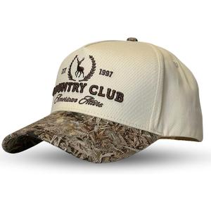 Vintage Western Trucker Hat | Men & Women | Country Cute Caps for Cowgirls Cowboys | Camo Denim Embroidered Cotton | Snapback (Beige)