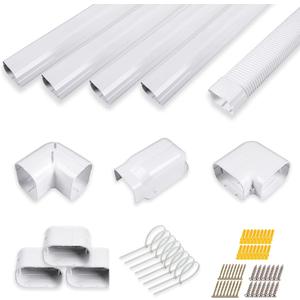 LyPrem 17Ft Mini Split Line Set Cover 5" PVC Line Cover Kit for Mini Split and Central Air Conditioner & Heat Pump(White)
