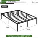 EMODA Queen Bed Frame No Box Spring Needed 18 Inch Heavy Duty Metal Tall Platform Bed Frame Queen Size with Large Storage Space, Easy Assembly, Black