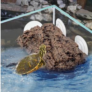 Kathson Turtle Basking Platform with Strong Suction Cups,Resin Reptile Climbing Rock Turtle Floating Dock Resting Basking Terrace for Frogs,Terrapins,Juvenile,Crabs