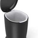 simplehuman 6 Liter / 1.6 Gallon Compact Plastic Round Bathroom Step Trash Can, Black