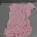 Women Shirts Crew Neck Ribbed Slim Fitted Side Ruched Basic Tops for Woman Cap Sleeve Summer Casual T Shirts Pink M (Pink, M)