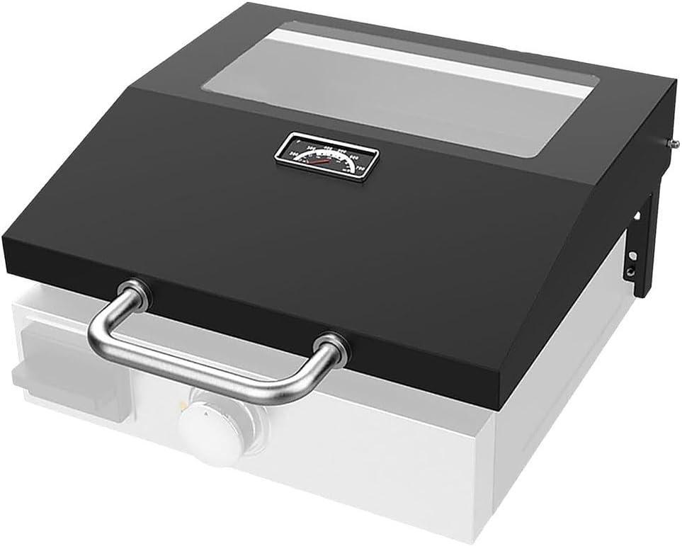 KEESHA Upgrade Hinged Lid for Blackstone 1971 1832 Adventure Ready 17 Inch Tabletop Griddle Clear View Grill Cover for Blackstone Tabletop 1814 Grill Hard Cover