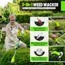 GardenJoy Weed Wacker Battery Operated: 12V Cordless Grass Trimmer with 2.0Ah Battery, Fast Charger and 3 Types Cutting Blade, Portable Electric Lawn Trimmer for Garden Yard Weeding Work