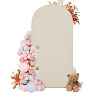 DREAHOTEXTIL 7.2FT Arch Covers,Arch Backdrop Stand Fitted Cover for Wedding Birthday Party Ceremony Banquet Decoration(Off-White,Cover Only)