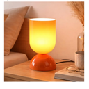 8.9" Modern Glass Table Lamp for Living Room, Dimmable Desk Lamps for Bedroom, UL Listed Nightstand Lamp with Dome Base, End Table Lamps for Home, Side Tables, College Dorm, Office, Glossy Orange