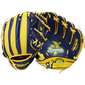Wilson A200 Youth Baseball Gloves (10", Navy/Yellow)