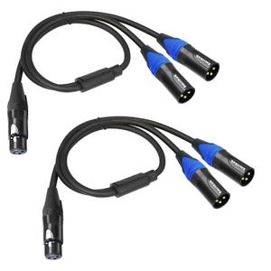 2pack XLR Y Splitter Cable,Female to Dual Male Y Cable (XLR Splitter 1 Female to 2 Male),Balanced Microphone Splitter Cord Audio Adaptor - 1.6ft /0.5m