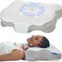 Cervical Neck Pillow for Pain Relief - Ergonomic Side Sleeper Pillows with Dual-Density Memory Foam, Orthopedic Neck Support Pillow for Sleeping, Cooling Pillow for Back Stomach Sleepers (Shell White)