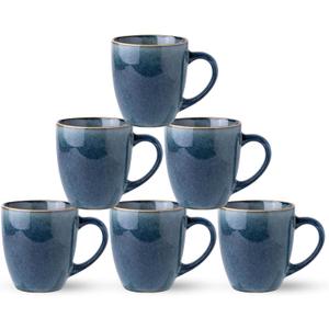 GBHOME Ceramic Coffee Mugs Set of 6, 12oz Stoneware Coffee Mugs Set For Dad Mom Women MEN, Light Weight Ceramic Coffee Cups for Latte/Tea/Beer/Hot Cocoa, Dishwasher & Microwave Safe (Space Blue)