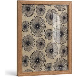 ARPEOTCY Framed Textured Wall Art, 12x16 Inch Handmade Paper Abstract Floral Line Artwork, Vintage Minimalist Neutral Tone Wall Decor for Living Room, Bedroom, or Office (Small Floral Print)