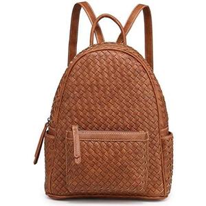 SHOMICO Mini Woven Backpack Purse for Women Trendy Daypacks Stylish Backpack Women's Fashion Handbag for Easter Egg Hunt, Spring Travel Vacation, Easter Gift (Small Camel Woven)