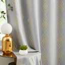 100% Blackout Curtains for Berdoom, Gold on Grey Metallic Geometric Diamond Pattern Curtains 84 Inches Long Living Room Darkening Thermal Insulated Drapes Grommet Top Window Curtain, 2 Panels