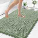 Smiry Luxury Chenille Bathroom Rugs 44x32, Extra Soft and Absorbent Shaggy Bath Mat, Machine Washable, Non-Slip Plush Carpet Runner for Tub, Shower, and Floor, Home Decor Accessories, Sage Green