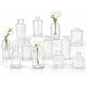 RUCKAE Small Clear Bud Vases Bulk 12 Pack Mini Flower Glass Vases for Centerpiece Table Wedding Decorations Home Decor Party