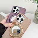 Caseative for iPhone 16 Pro Max Case,Glitter Bling Diamond Mirror with Stand Holder Magnetic Compatible with MagSafe Wireless Charging (Black,16 Pro Max)