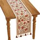 ISAENNE Designer Elegant Linen Table Runner 118 Inches Extra Long,Vintage Orange Floral Pattern Table Runners for Dining Tables,Kitchen Decor,Thanksgiving,Christmas,Banquet,12"*118"-Alvarado A