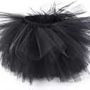 Girl's 6-Layered Tulle Fluffy Tutu Skirt Princess Dancing Petticoat Ballet Underskirt (Black, 120)