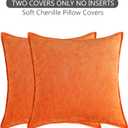 Stellhome Pack of 2, Soft Chenille Soild Throw Pillow Covers Accent Cushion Case Boho Farmhouse Neutral Decorative Pillowcase for Couch Sofa Bedroom Living Room Home Decor 16 x 16 Inch, Orange