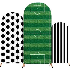 3 Pcs Soccer Arch Backdrop Stand Cover 4ft, 5ft, 6ft Spandex Fitted Sports Theme Birthday Arch Cover Photo Background Props for Birthday Party Decoration
