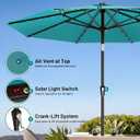 AreShark 9FT Patio Umbrella with Solar Lights, 32 Lighted Pool Umbrella w/Tilt and Crank, Outdoor Market Solar Umbrellas for Garden, Deck, Backyard, Pool and Beach