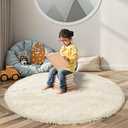 Super Soft Circle Rugs for Girls Princess Castle Toddlers Play Tent 6 Diameter Circular Area Rugs for Kids Bedroom Baby Room Decor Round Shag Playhouse Carpets(6, Cream)