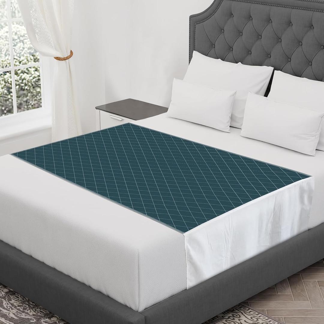 CoolShields Waterproof Bed Pads, 60" x 36" Washable Reusable Mattress Protector Bedwetting Pad for Incontinence (Queen Bed (Pack of 1), Dark Blue)