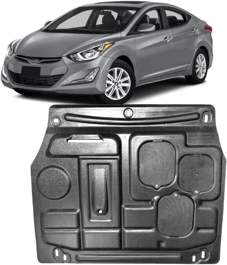 Front Engine Splash Shield for Hyundai Elantra 2012-2016 Engine Guards Suitable for Elantra Under Engine Cover Mud Flaps Directly Replace Original One Black