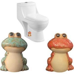 Frog Toilet Bolt Caps Ceramic Toilet Bolt Covers Decorative Toilet Screw Cover Caps, Toilet Caps for Bottom of Toilet, Cute Toilet Bowl Bolt Covers for Bathroom Decor, Easy to install (Green+Red)