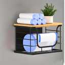 Ofiray-home Magnetic Shelf for Fridge Bag Storage, 1 Pack Stackable Garbage Bag Holder with Bamboo Lid, Magnetic Storage Bin for Refrigerator, Under Sink, Kitchen Pantry Organization Black