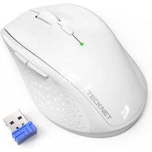 TECKNET Wireless Mouse, 2.4G Computer Mouse with 6-Level Adjustable 4800 DPI, 30 Months Battery, Ergonomic Grips, 6 Buttons Portable for PC, Chromebook, Mac - White