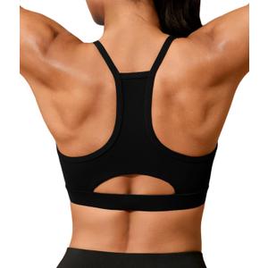 Aoysky Womens Buttery Soft Racerback Sports Bra Padded Strappy Workout Running Yoga Gym Crop Tops with Built in Bras, M