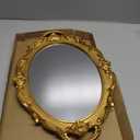 Eaoundm 14.5 x 10 inchs Smallest Oval Antique Decorative Wall Mirror Vintage Hanging Mirror (Gold)
)