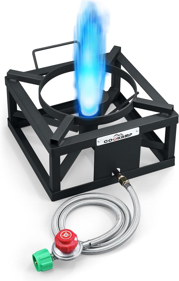 Propane Burner for Outdoor Cooking (Single Burner-Jet Burner), Black