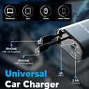 Retractable Car Charger, 4 in 1 Retractable Car Charger 66W with Cord 2.6ft, Retractable Cables and USB Ports Car Adapter Compatible with iPhone15/14 Pro (Dual Lightening)