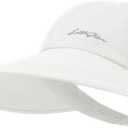Sun Hats for Women Outdoor Wide Brim UV Protection Hollow Top Summer Beach Packable Visor with Ponytail-Hole (White)