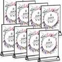 8 Pack Black Acrylic Sign Holder, Clear Acrylic Wedding Table Number Holder Stands, Picture Frames Double Sided, Clear Table Stands for Signs for Wedding, Home, Restaurant (5''7'')