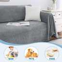 H.VERSAILTEX Couch Cover Ultra Soft Sofa Cover for 3 Cushion Couch Sofa Slipcover for Living Room Non Slip Furniture Protector for Sectional Couch Shrink Resistant Dog Protector, 71"X118", Grey