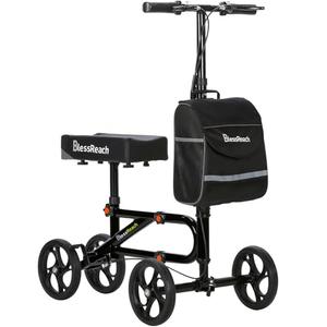 Economy Knee Scooter Steerable Knee Walker for Foot Injuries Compact Crutch Alternative with Dual Braking System (Black)