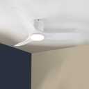 52" Flush Mount Ceiling Fan with Light White,Low Profile Celing Fan with DC Motor Reversible,3 Color Temperature,6 Speeds