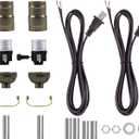 Bonlux Lamp Rewire Kit, Lamp Repair Kit with 2 Way E26 Lamp Socket Replacement, Antique Brass Lamp Repair Parts Make a Lamp Kit for Table Lamps,DIY Lamp Kits to Repair, 2-Pack