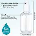 2 x Travel Spray Bottle 3 Pack 2.7oz/80ml Portable Plastic Small Spray Bottles Refillable Mini Spray Bottle Empty Fine Mist Spray Bottles for Makeup Removers, Perfume, Essential Oils Toners Rose Waters