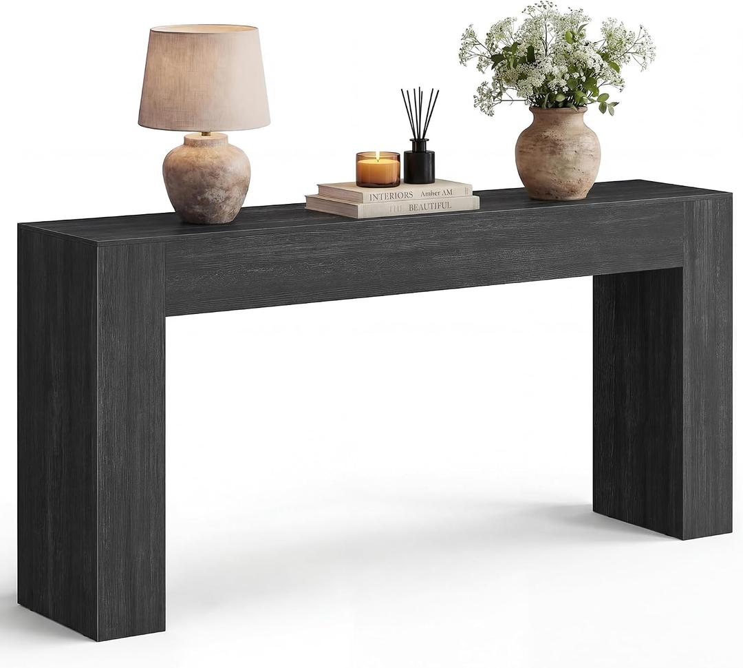 VASAGLE Entryway Table, Long Console Table, Thick Tabletop, Farmhouse Style, for Hallway, Behind the Couch, Living Room, Foyer, Easy Assembly, 11.8 x 63 x 31.5 Inches, Charcoal Gray ULNT147BA01S