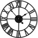 20inch/50cm Large Round Wall Clock for Living Room Decor Modern Battery Operated Silent Non Ticking Big Black Clocks for Home Farmhouse Office Cafe Decoration(Iron Roman Numerals, 20 inches)